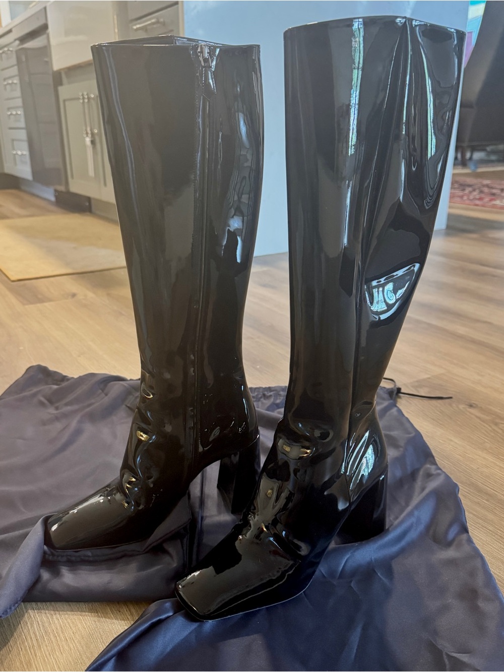 Prada Patent Leather Knee-High Boots